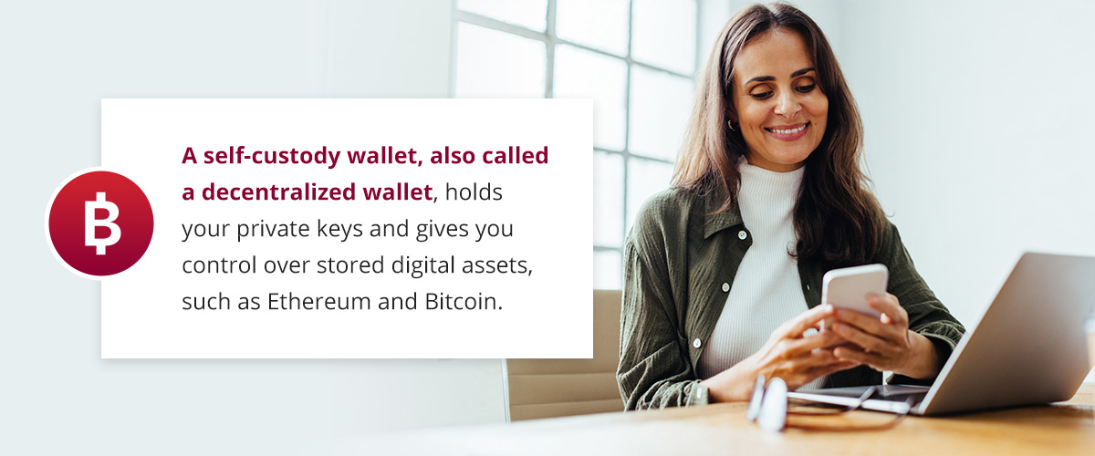 Graphic highlighting what a self-custody wallet is